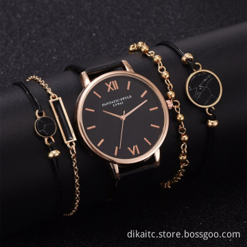 5pcs/Set Fashion Watch Gift Set Women Bracelet Quartz Watches Sets Gift For Ladies Dress Bangle Wristwatch Wholesale Relojes